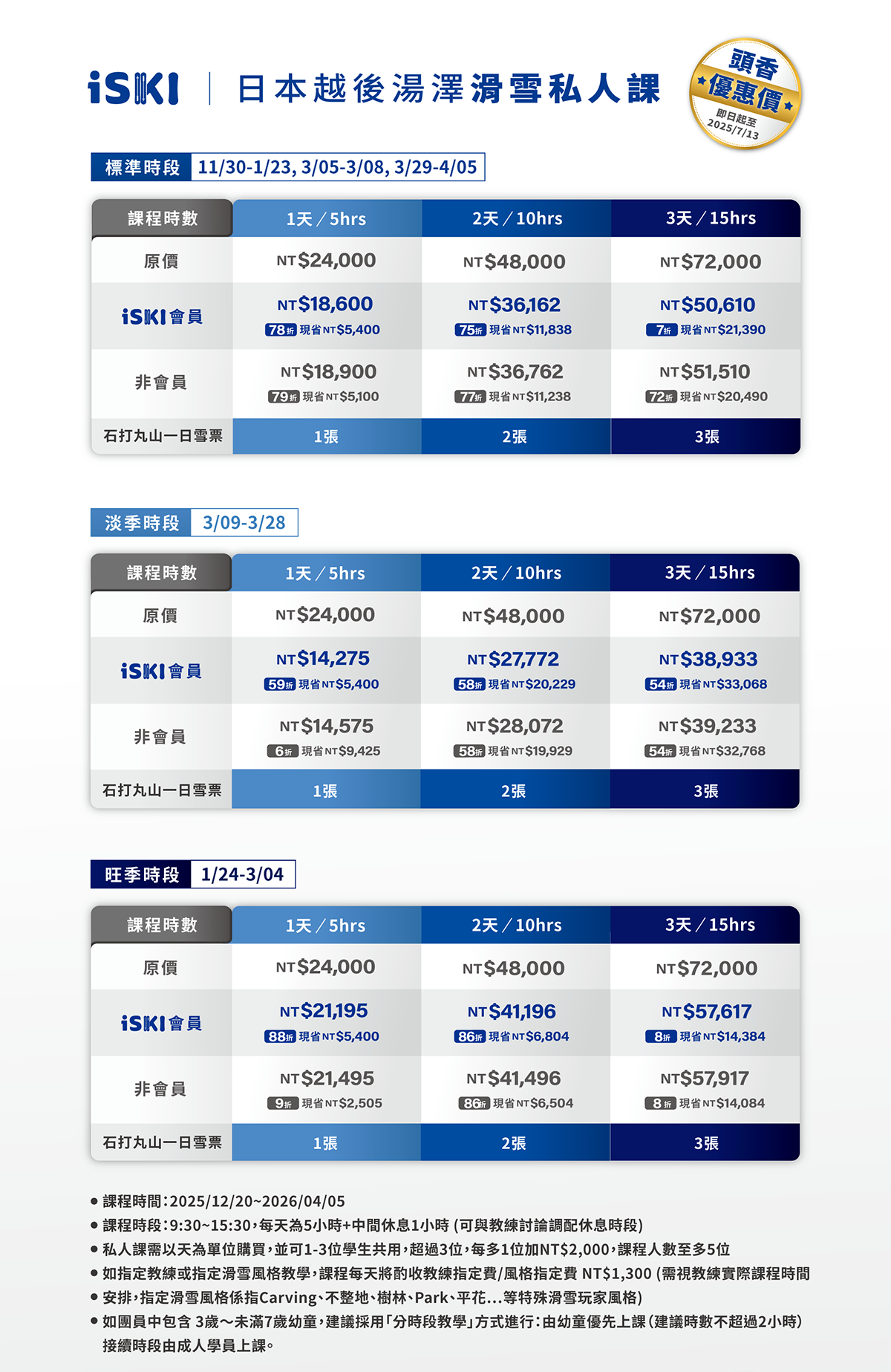 越後湯澤私人課程費用